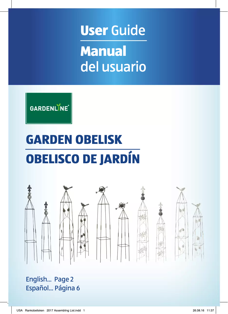 Imagen de la primera página del manual del dispositivo Garden Obelisk 183405
