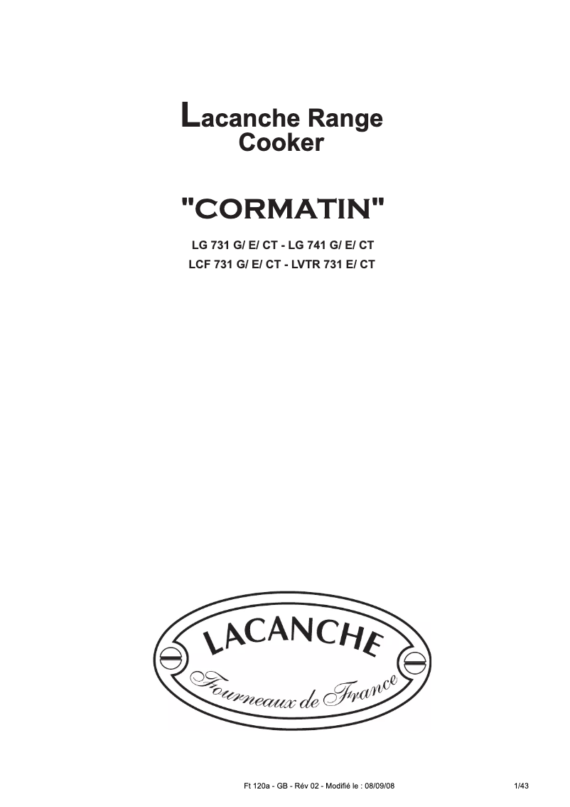 Página 1 del manual Manual de usuario Lacanche Cormatin