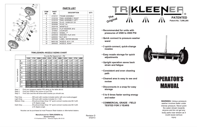 Imagen de la primera página del manual del dispositivo TriKleener Deluxe