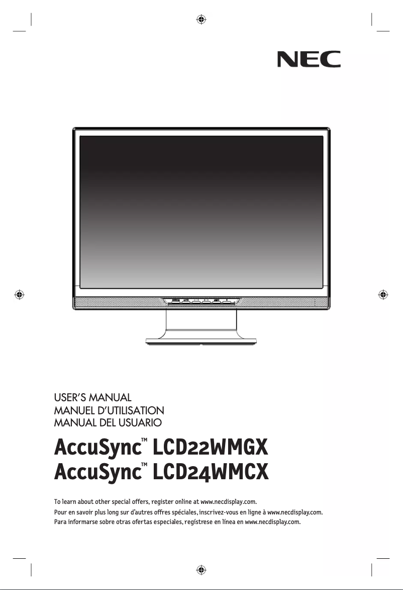 Imagen de la primera página del manual del dispositivo MultiSync LCD22WMGX