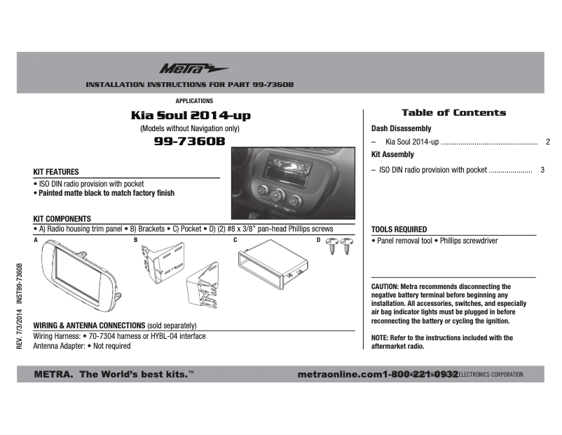 Página nº 1 - Manual de instrucciones Metra 99-7360B