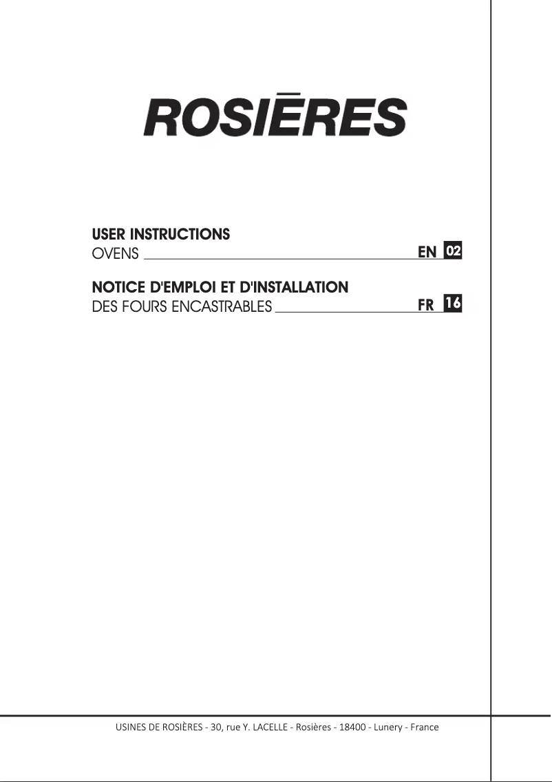 Página 1 del manual Manual de usuario Rosieres RFC 6/E