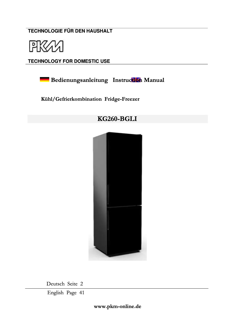 Página 1 del manual Manual de usuario PKM KG260-BGLI