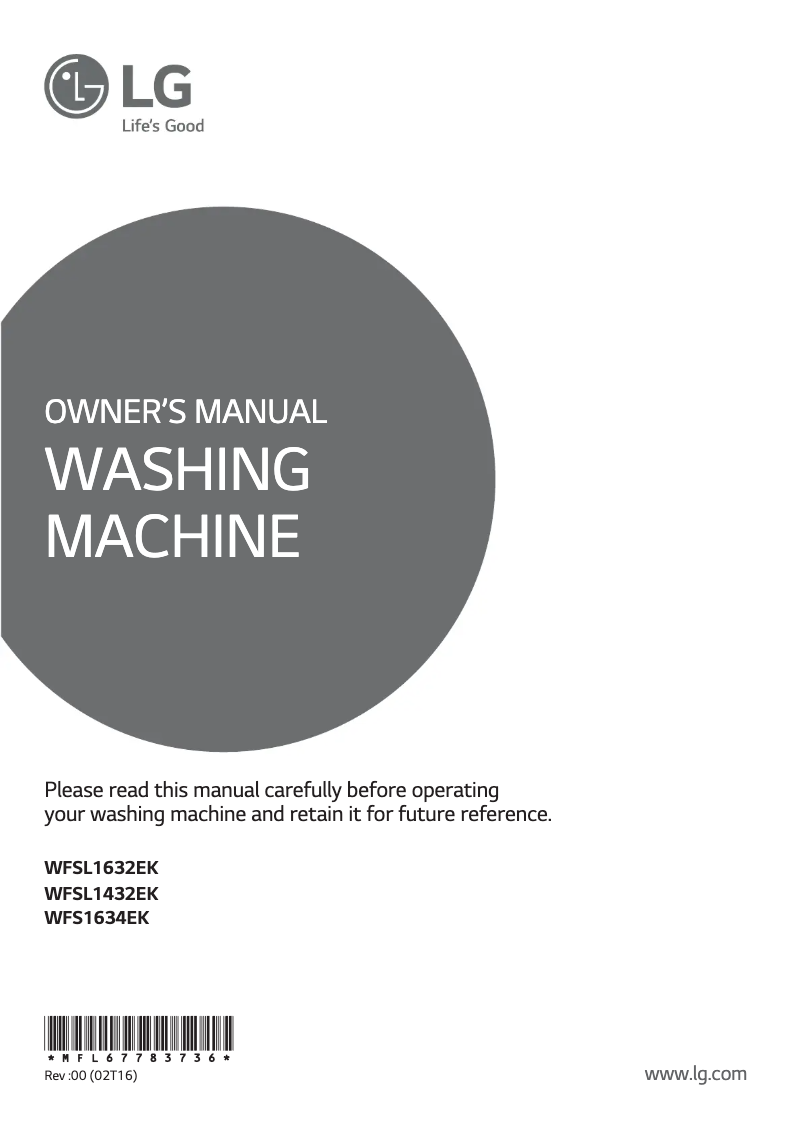 Imagen de la primera página del manual del dispositivo WFS1634EK