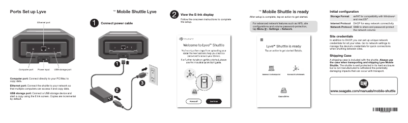 Imagen de la primera página del manual del dispositivo Lyve Mobile Shuttle