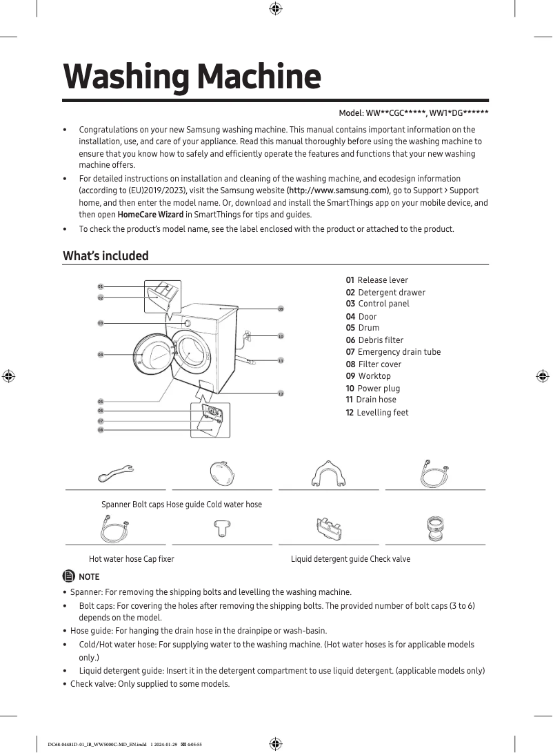 Imagen de la primera página del manual del dispositivo WW11DG5B25TE