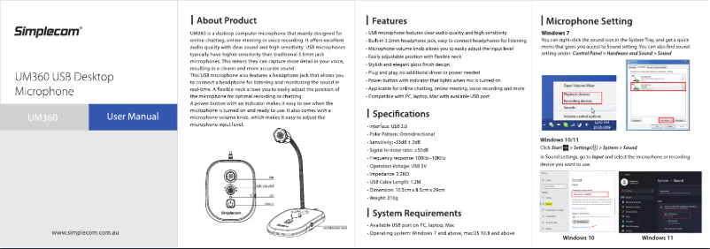 Página 1 del manual Manual de usuario Simplecom UM360