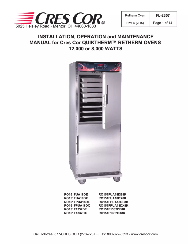 Página 1 del manual Manual de usuario Cres Cor RO151F1332DE