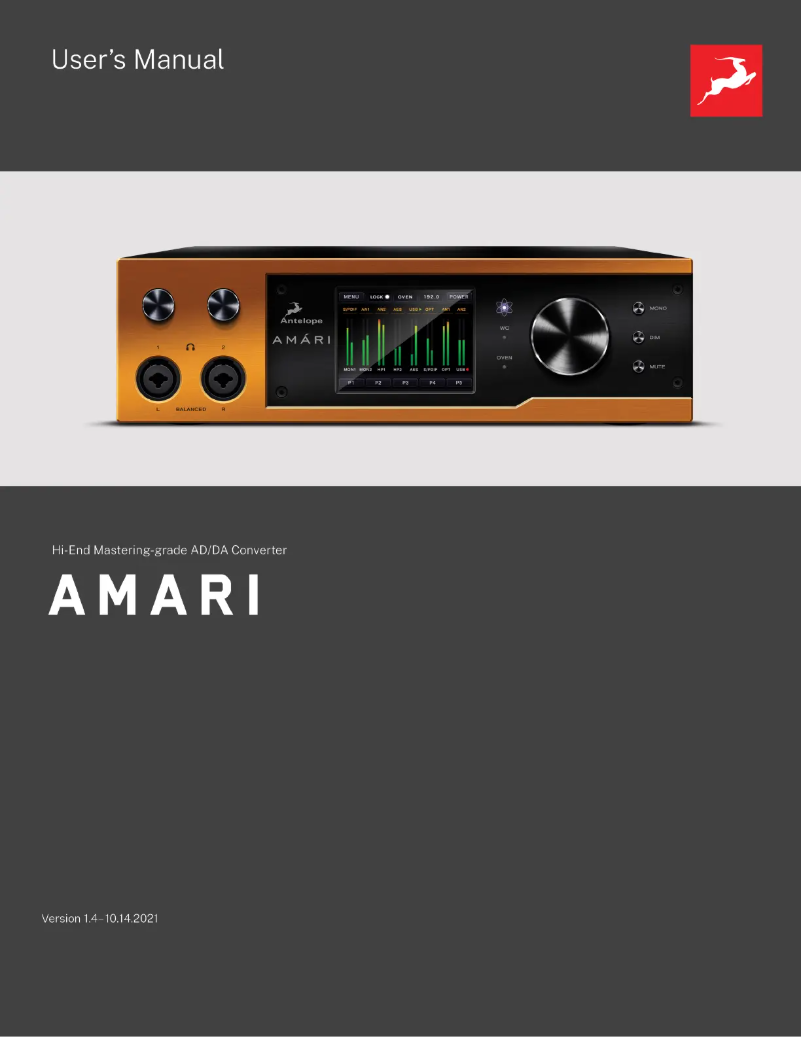 Página nº 1 - Manual de usuario Antelope Audio Amari