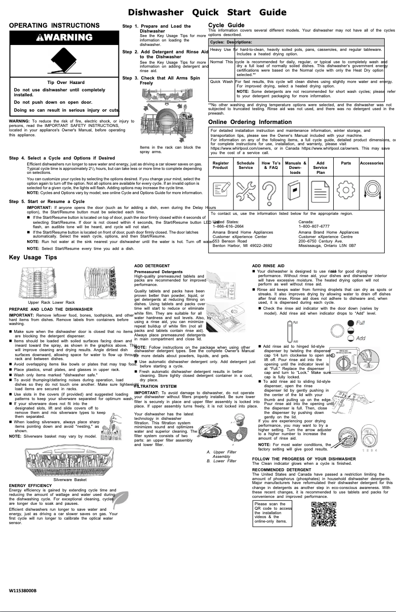 Imagen de la primera página del manual del dispositivo ADB1400AMW