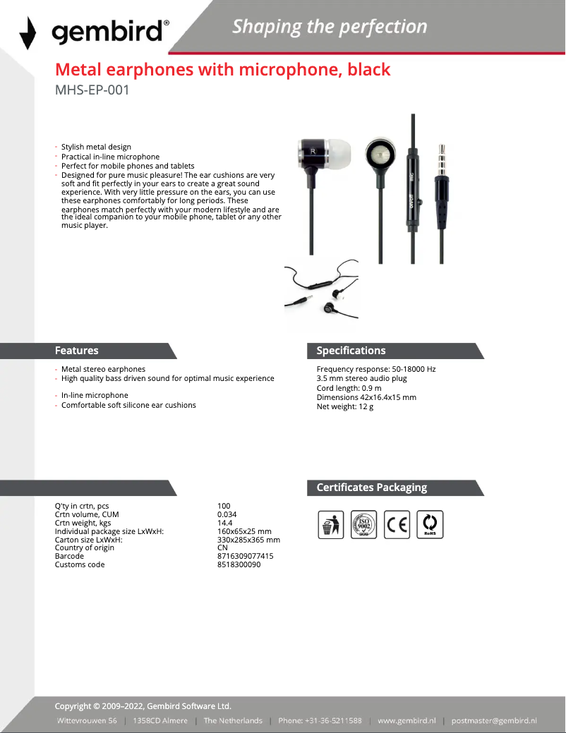 Imagen de la primera página del manual del dispositivo MHS-EP-001