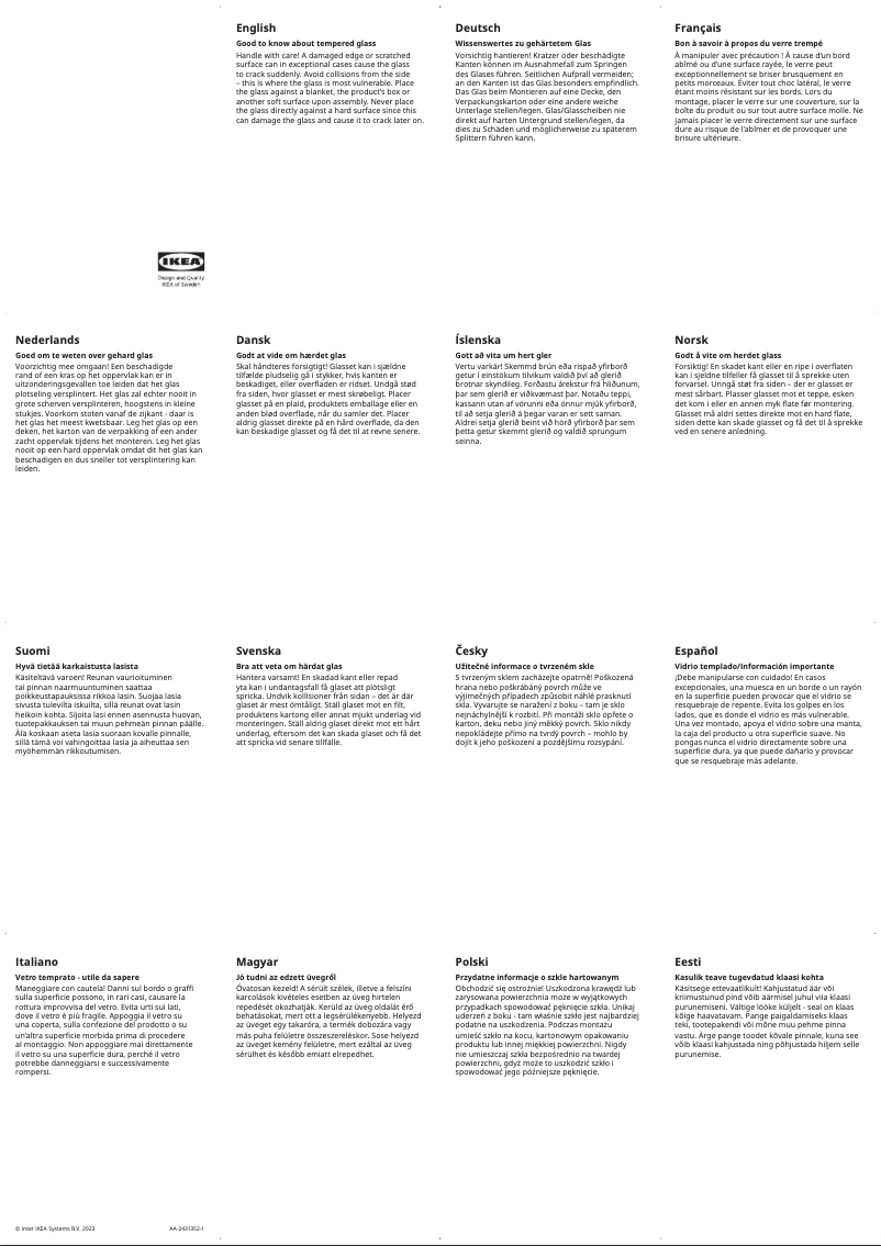 Página 1 del manual Manual de usuario Ikea TYSSEDAL 203.291.95