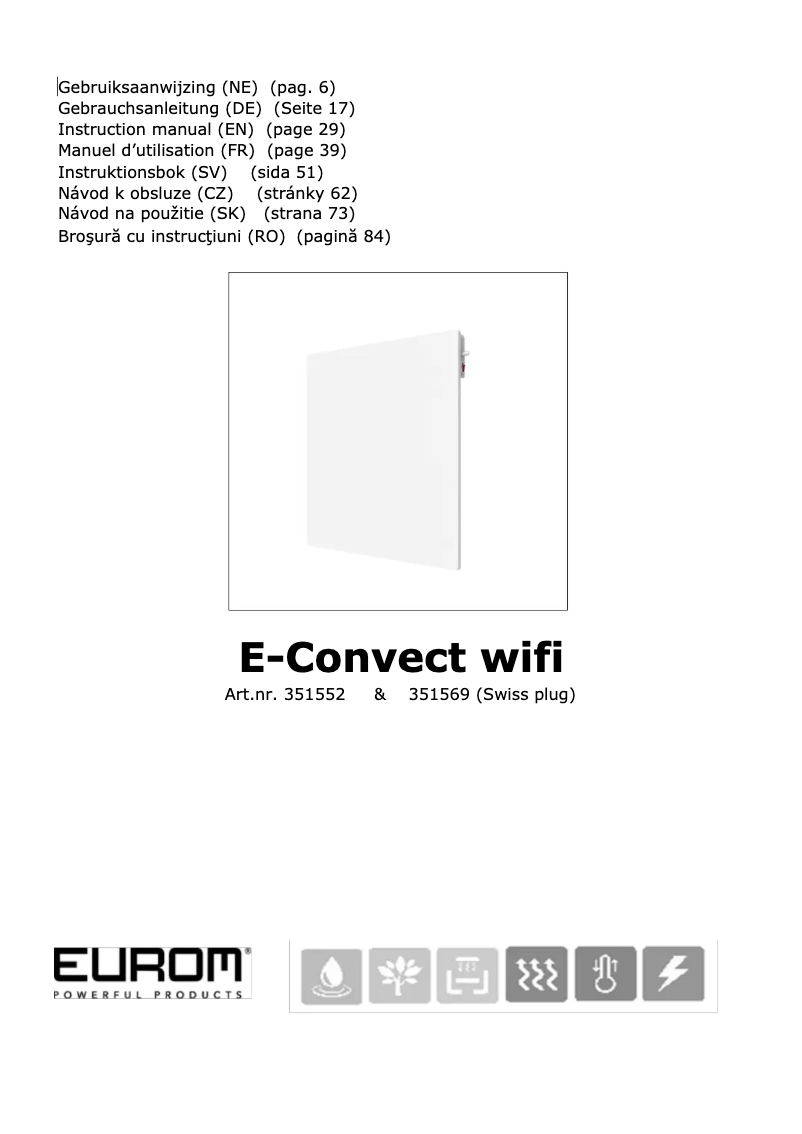 Imagen de la primera página del manual del dispositivo E-convect Wi-Fi