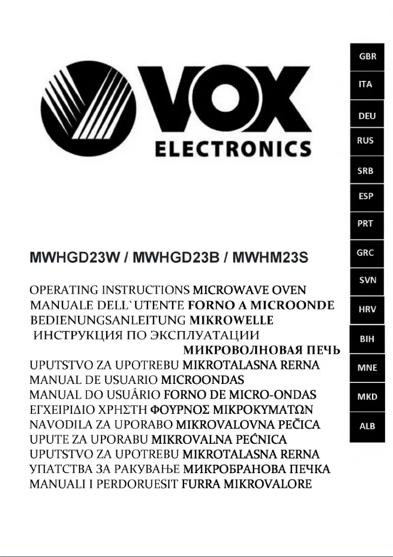 Página 1 del manual Manual de usuario VOX MWH-GD23W