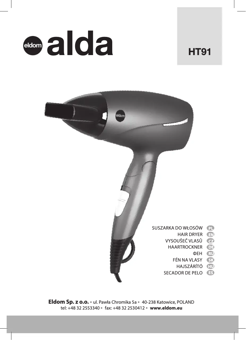 Página 1 del manual Manual de usuario Eldom Alda HT91