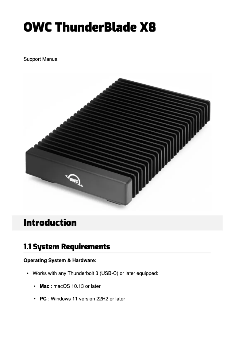 Imagen de la primera página del manual del dispositivo ThunderBlade X8