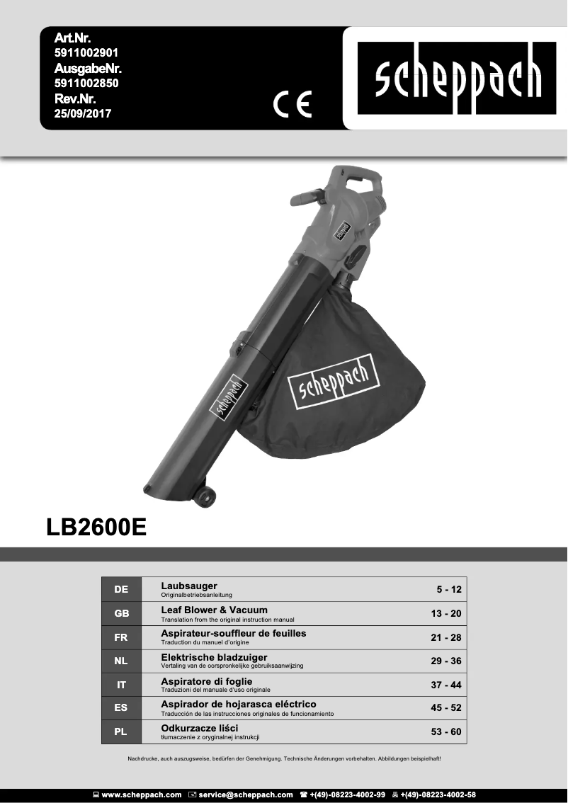 Imagen de la primera página del manual del dispositivo LB2600E