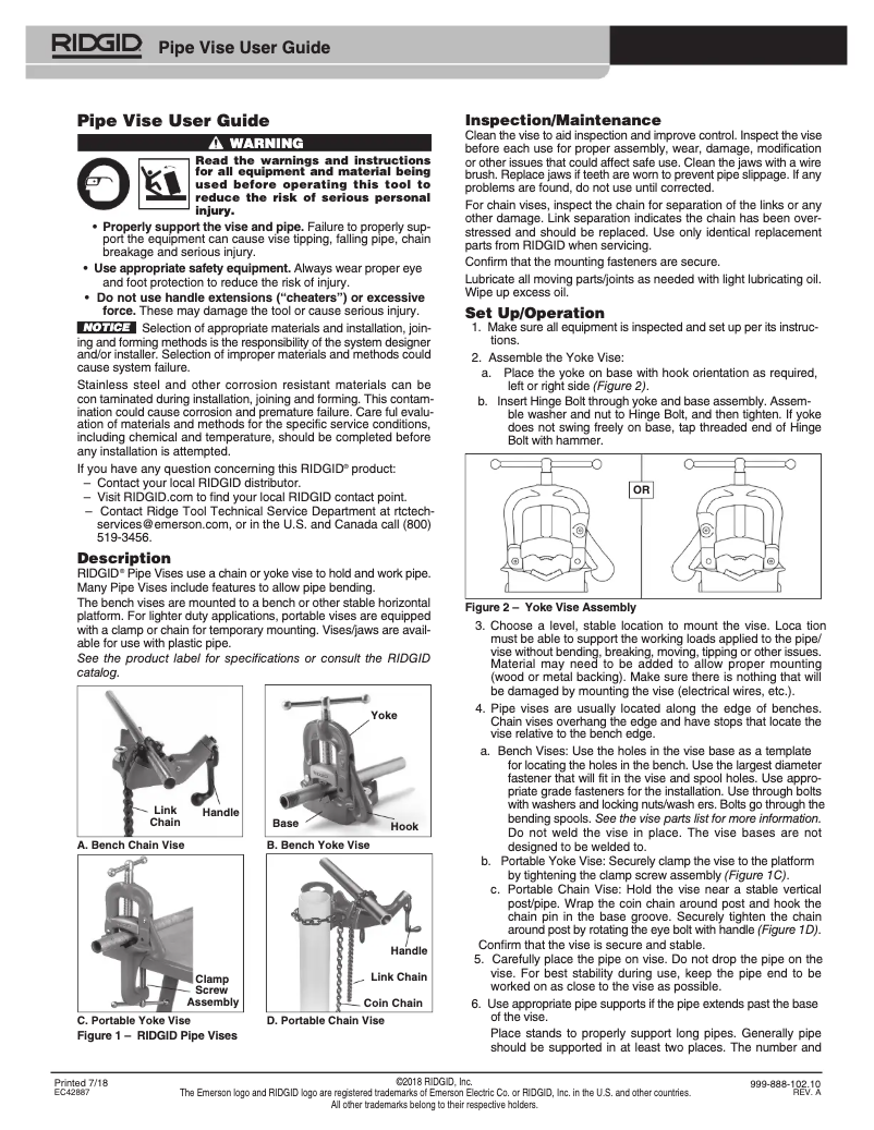 Página nº 1 - Manual de usuario Ridgid 464