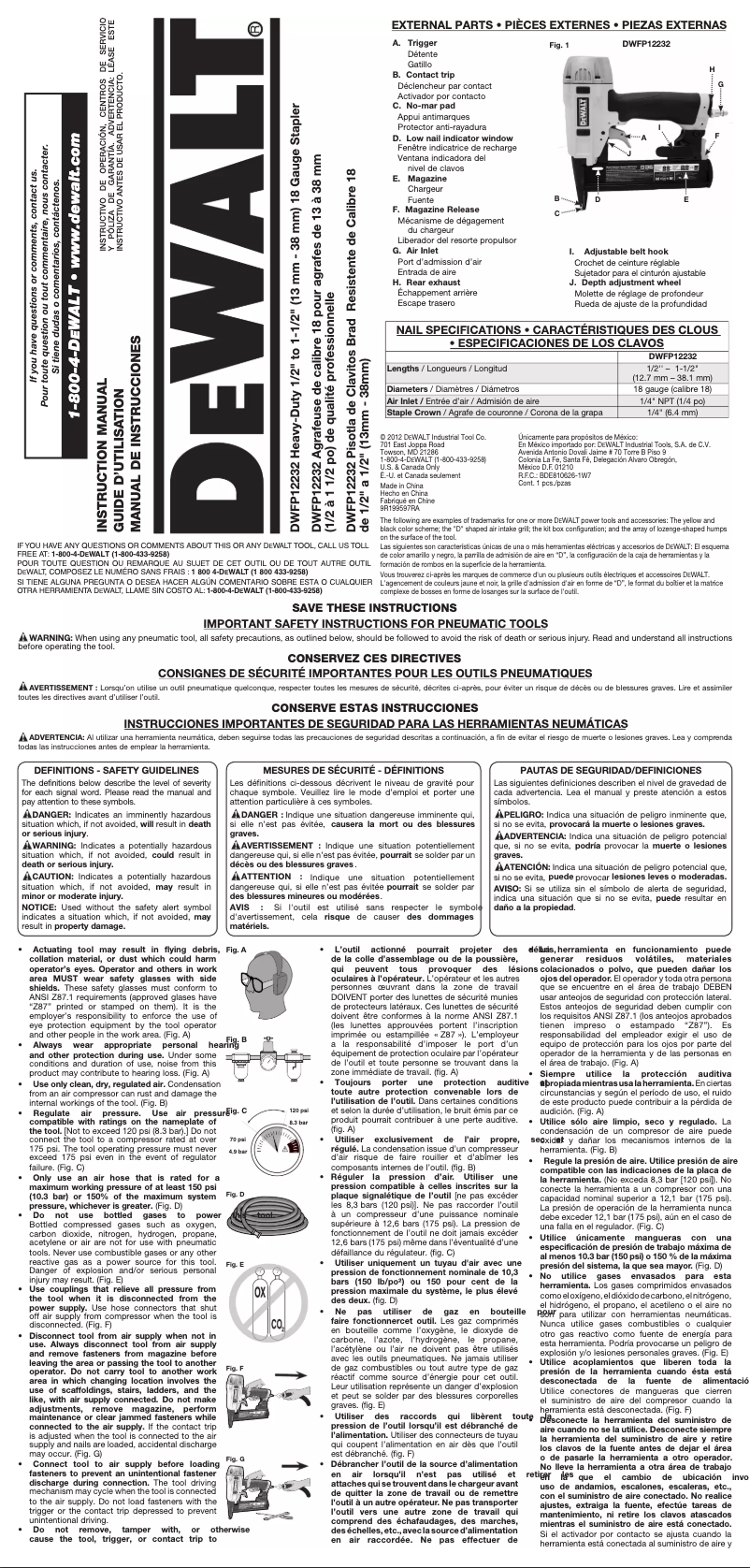 Página 1 del manual Manual de usuario DeWalt DWFP12232
