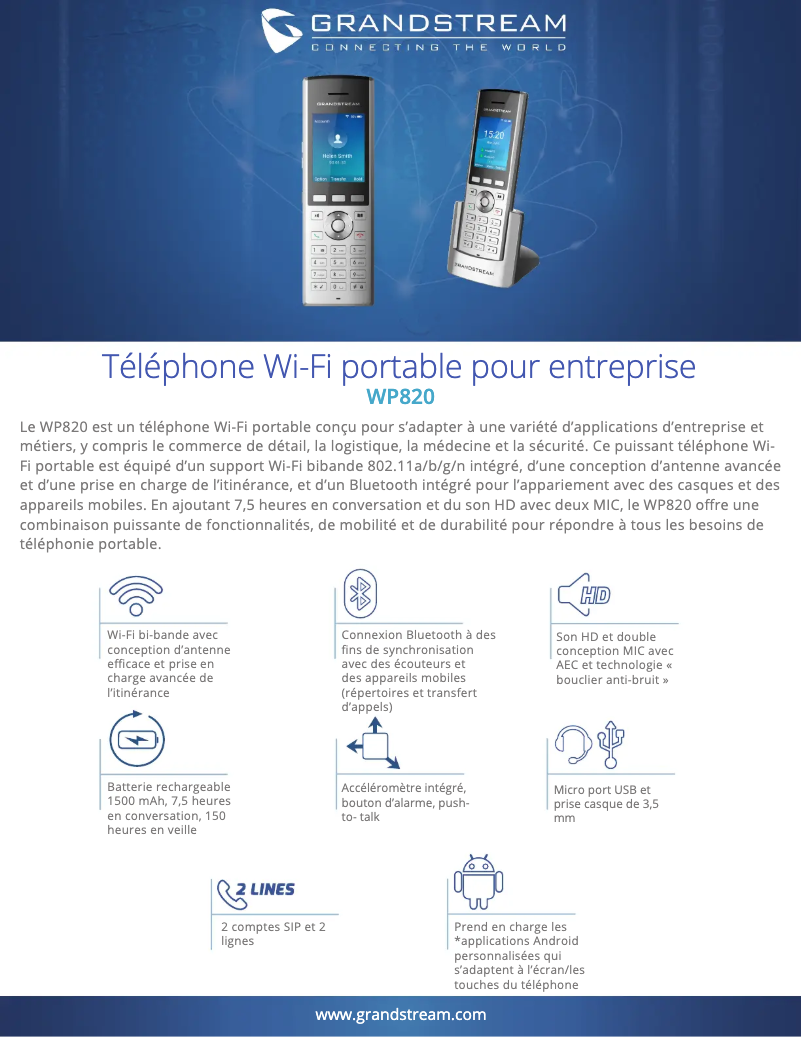 Imagen de la primera página del manual del dispositivo WP820