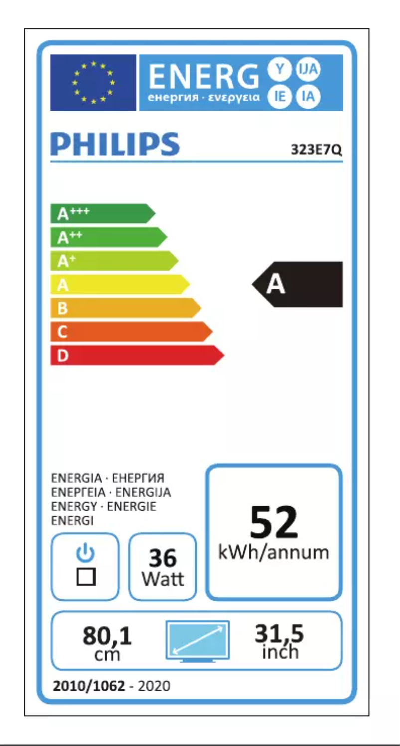 Página 1 del manual Etiqueta energética Philips E Line 323E7QDAB