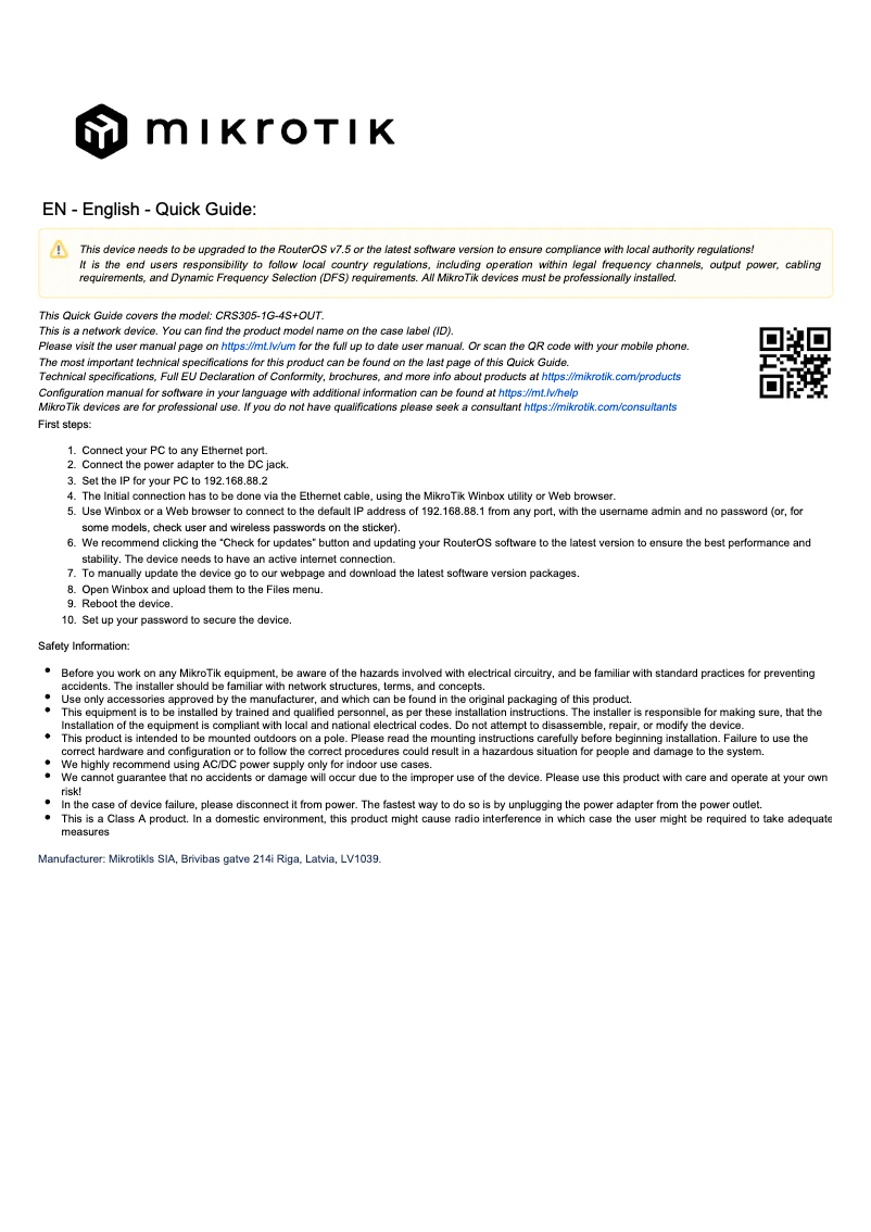 Página 1 del manual Manual de usuario Mikrotik FiberBox Plus