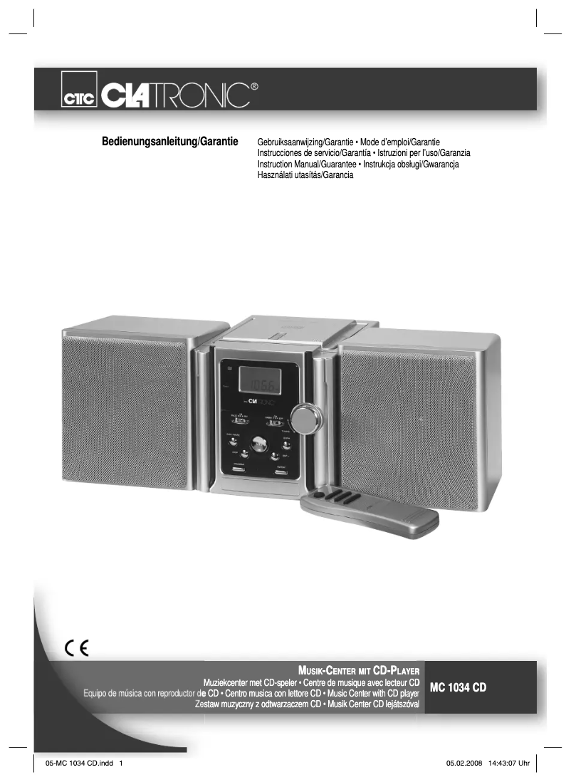 Imagen de la primera página del manual del dispositivo MC 1034 CD
