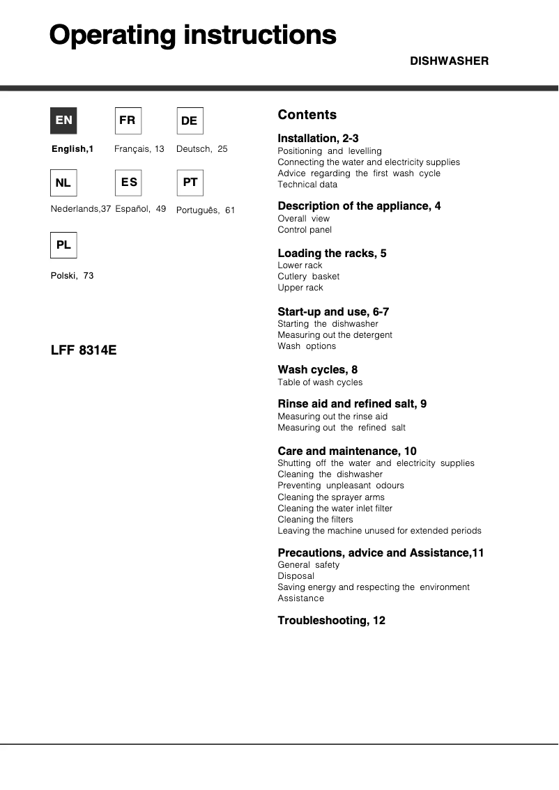 Imagen de la primera página del manual del dispositivo LFF 8314E EU