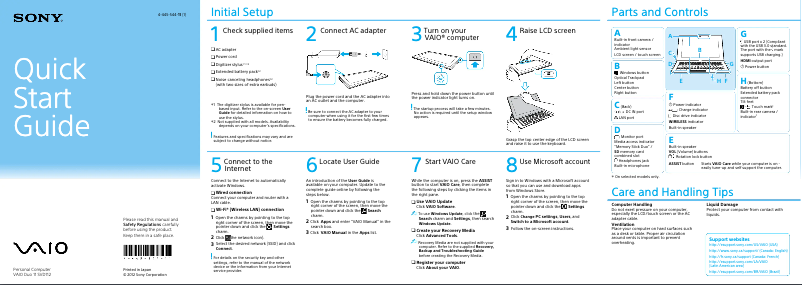 Página nº 1 - Guía de instalación Sony Vaio Duo 11 SVD11215CXB