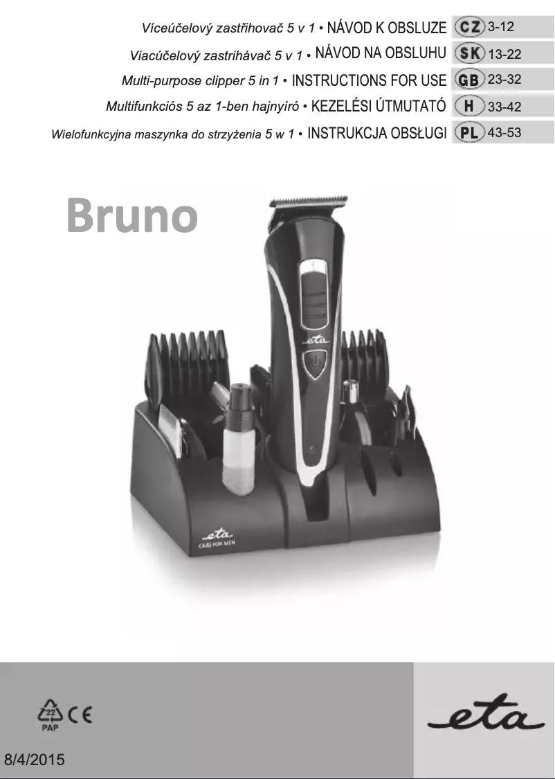 Página 1 del manual Manual de usuario Eta Bruno