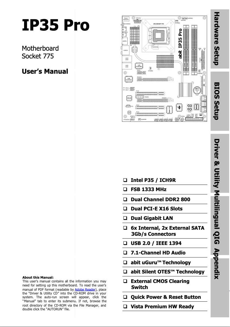 Imagen de la primera página del manual del dispositivo IP35 PRO XE