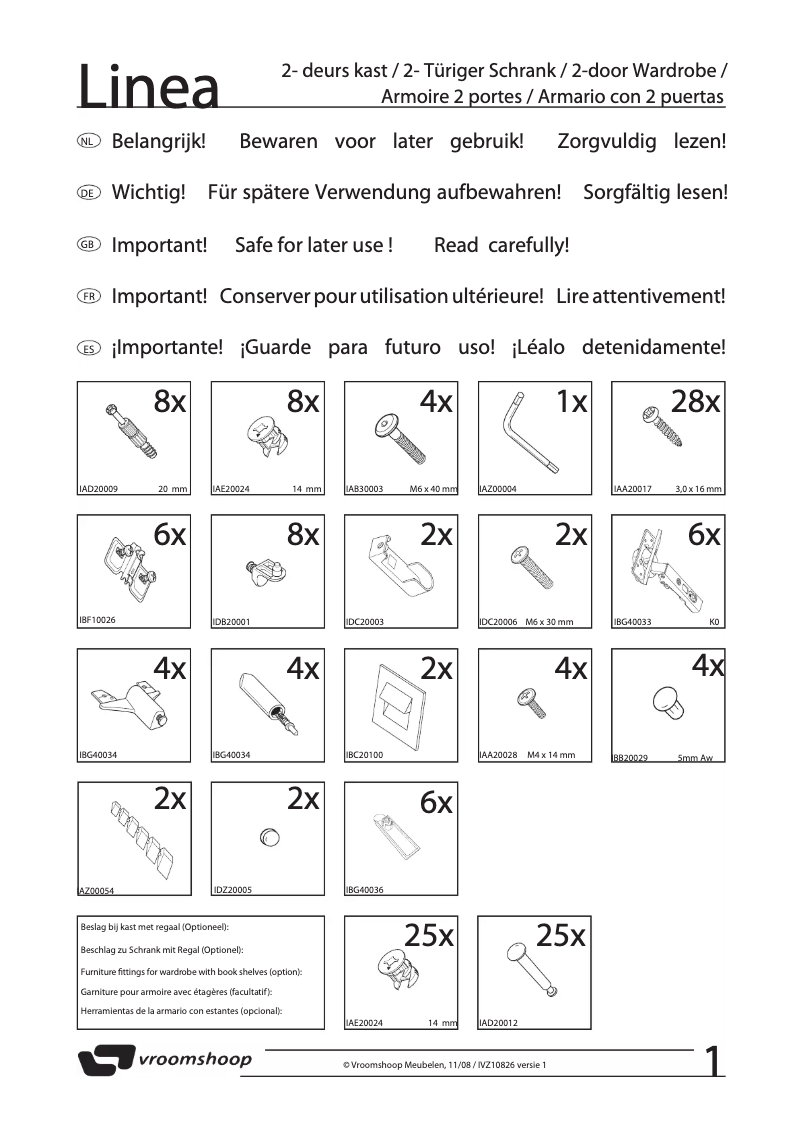 Página 1 del manual Manual de usuario Vroomshoop Linea