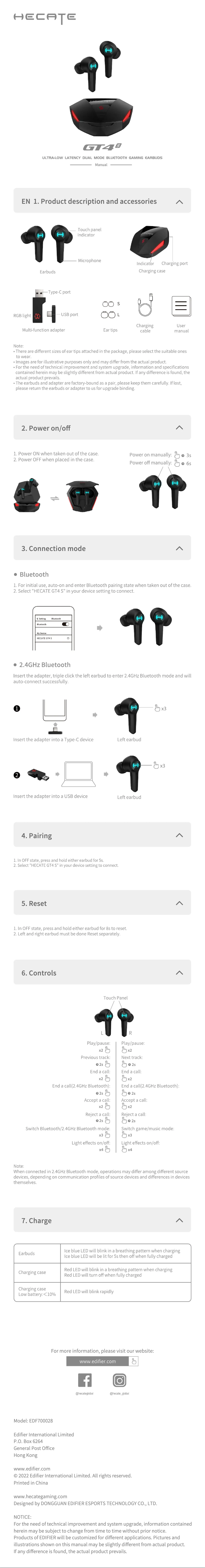 Imagen de la primera página del manual del dispositivo Hecate GT4 S