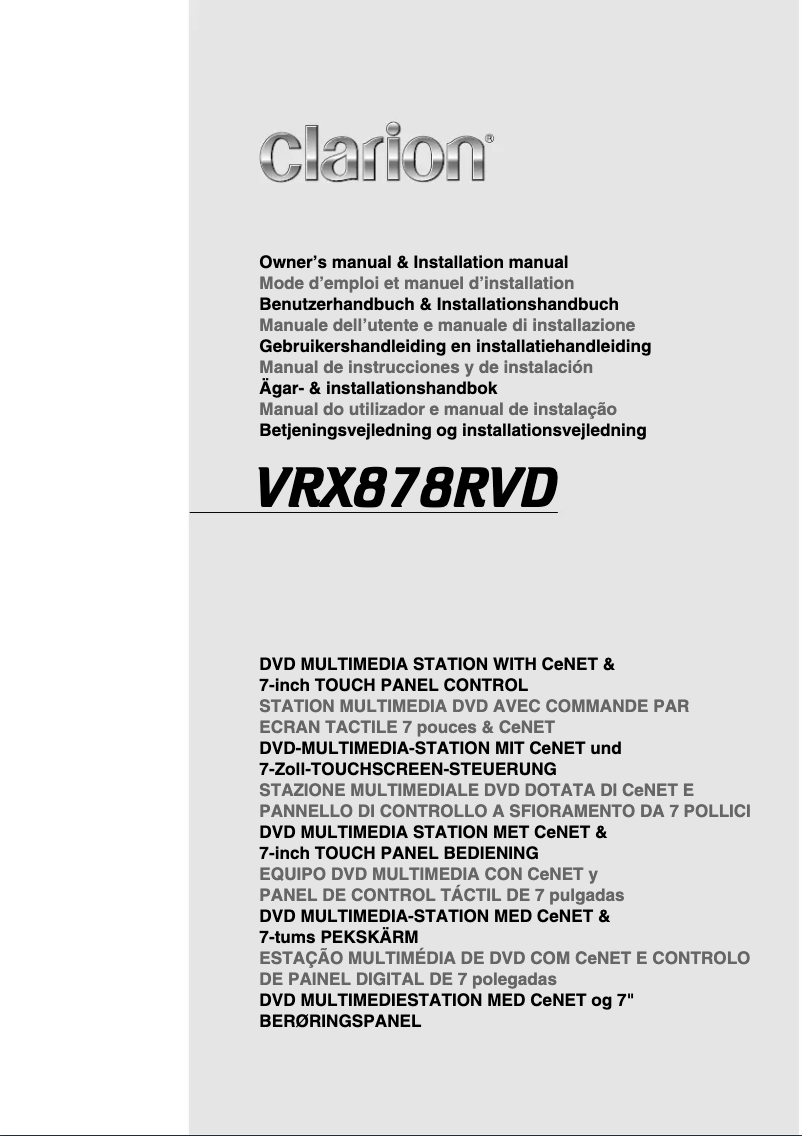 Imagen de la primera página del manual del dispositivo VRX878RVD