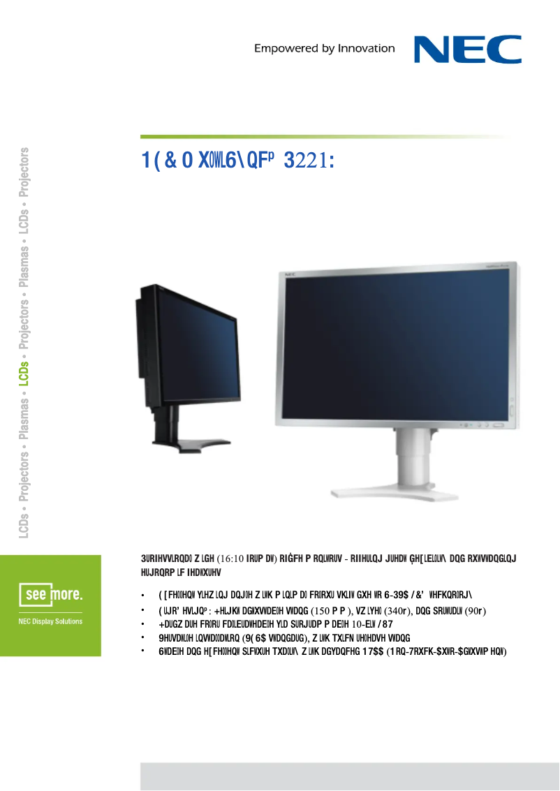 Imagen de la primera página del manual del dispositivo MultiSync P221W