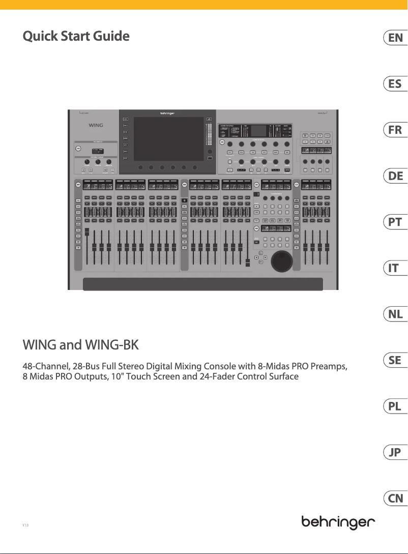 Página 1 del manual Guía de inicio rápido Behringer WING