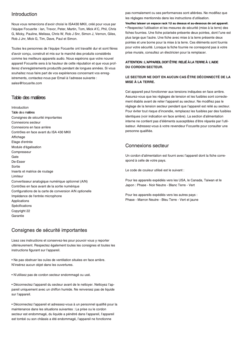 Imagen de la primera página del manual del dispositivo ISA 110