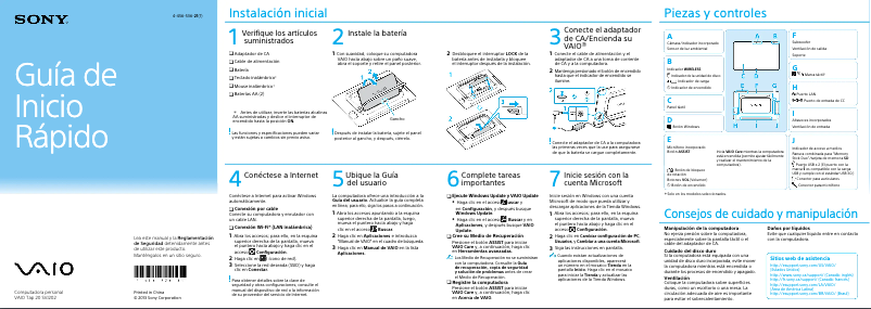 Imagen de la primera página del manual del dispositivo Vaio SVJ20225CLB