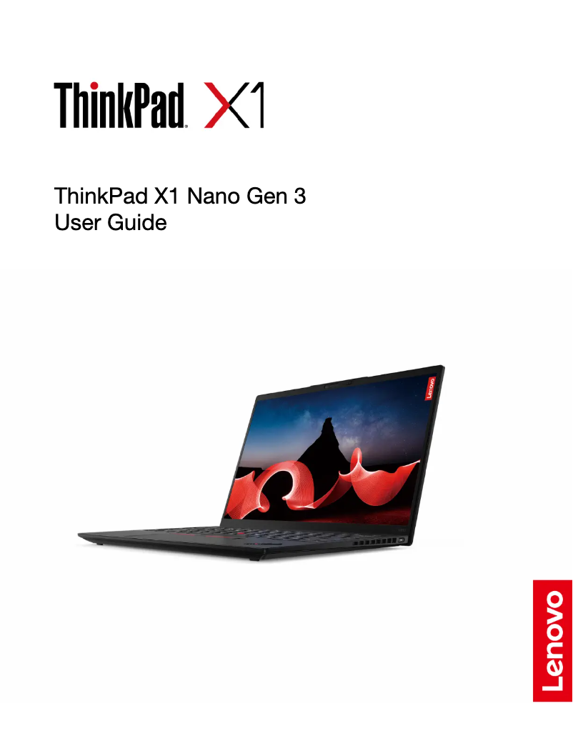 Imagen de la primera página del manual del dispositivo ThinkPad X1 Nano Gen 3