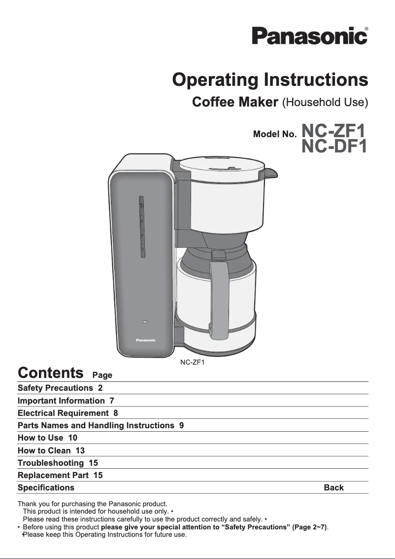 Imagen de la primera página del manual del dispositivo NC-ZF1VXC