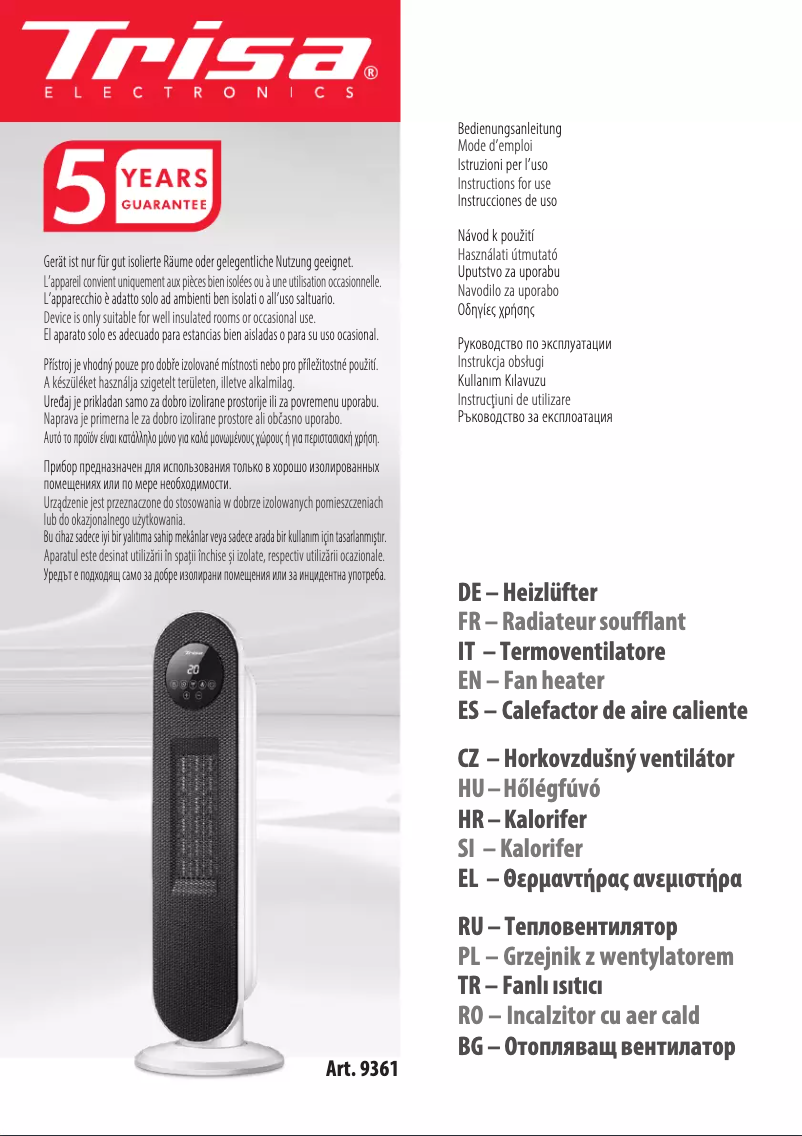 Página 1 del manual Manual de usuario Trisa Cozy Air 9361