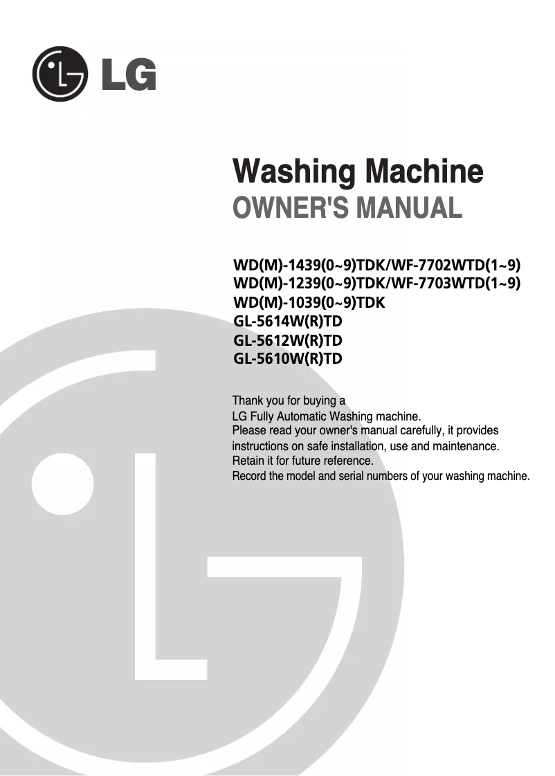 Imagen de la primera página del manual del dispositivo WD-10396TDK