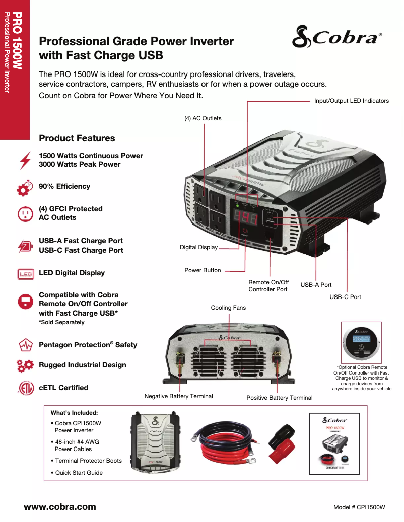 Imagen de la primera página del manual del dispositivo PRO 1500W