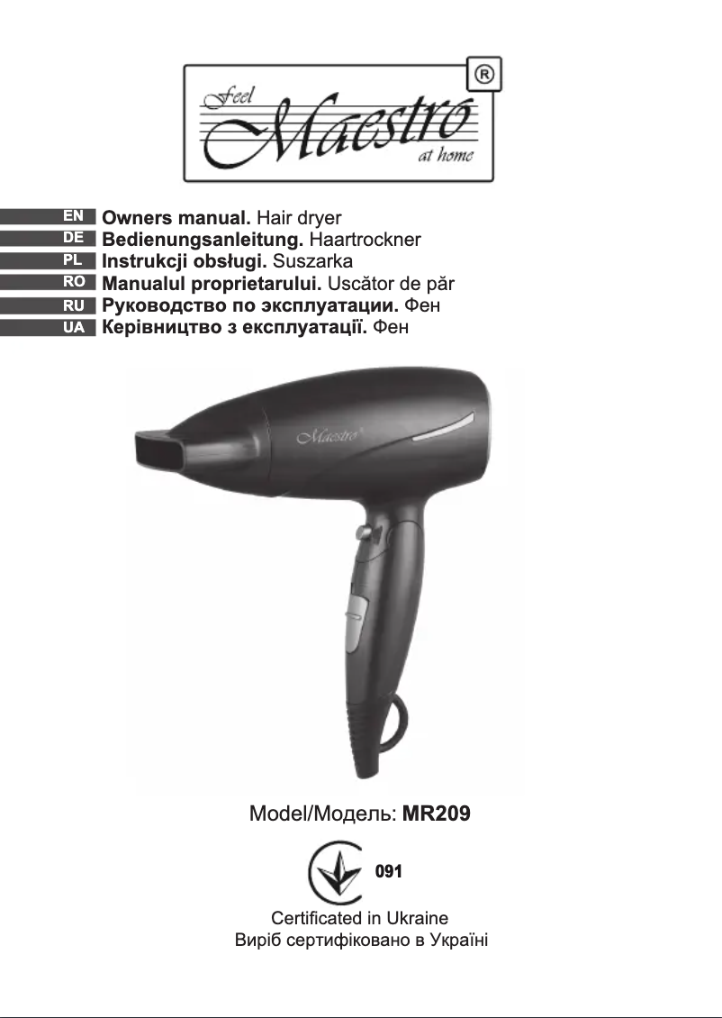 Página 1 del manual Manual de usuario Maestro MR209