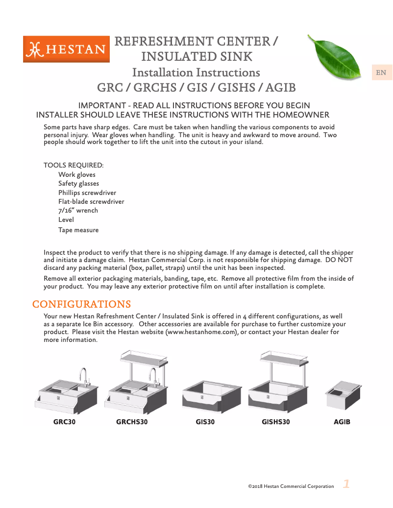 Imagen de la primera página del manual del dispositivo GRCHS30