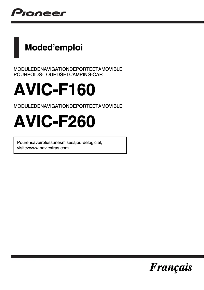 Imagen de la primera página del manual del dispositivo AVIC-F260