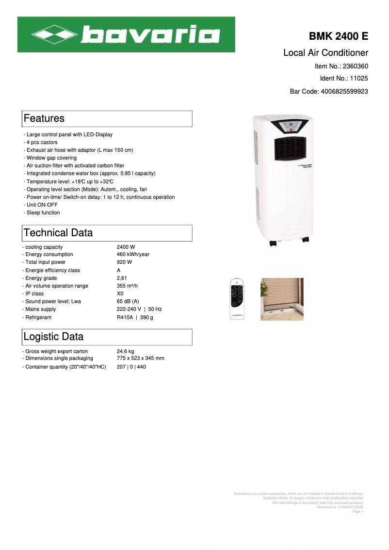 Imagen de la primera página del manual del dispositivo BMK 2400 E