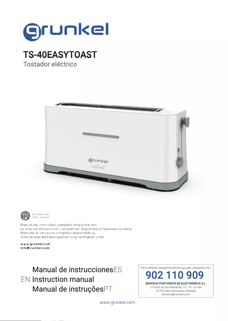 Página 1 del manual Manual de usuario Grunkel TS-40EASYTOAST