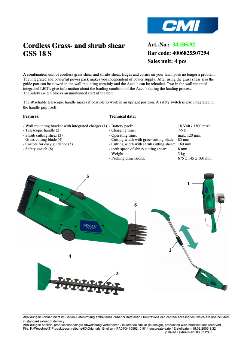 Imagen de la primera página del manual del dispositivo GSS 18 S