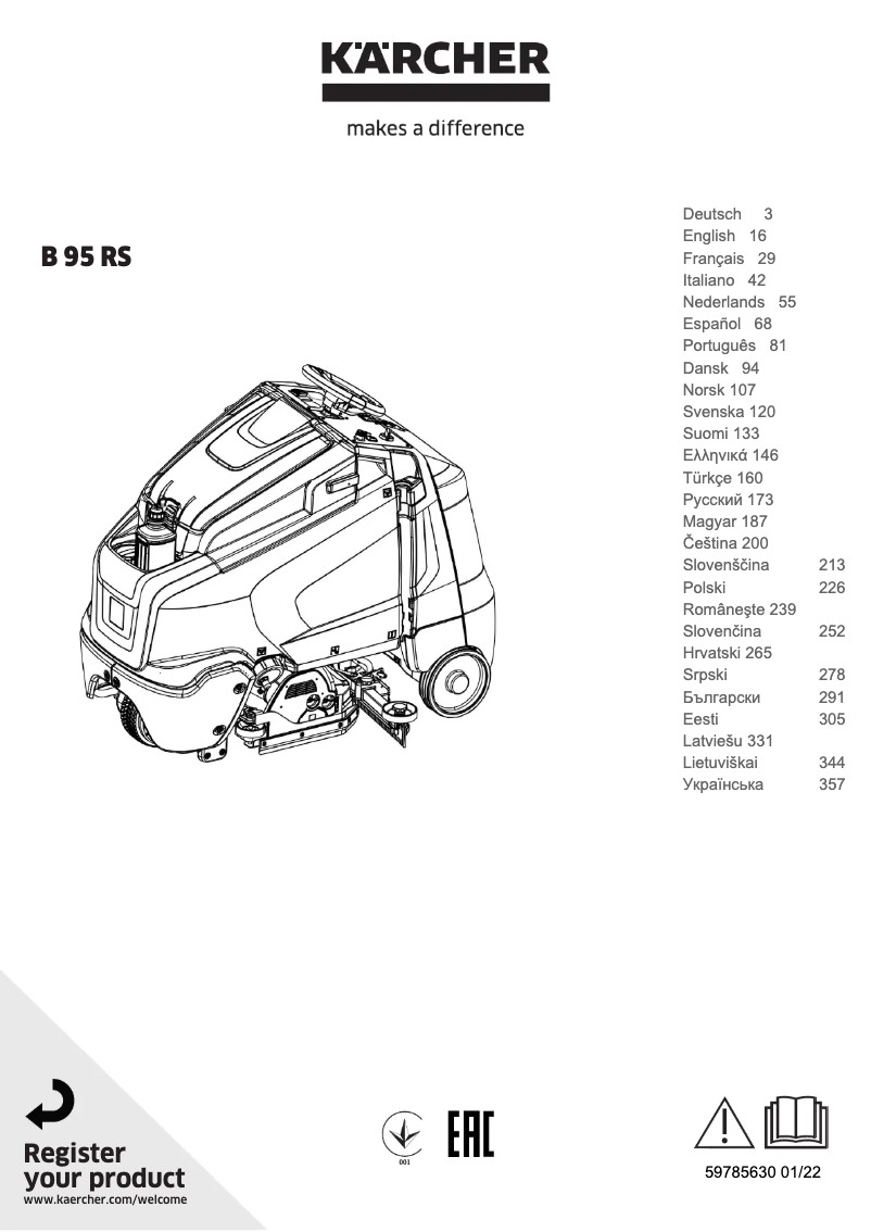 Página 1 del manual Manual de usuario Kärcher B 95 RS Bp